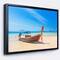 Designart - Tropical Beach with Boat - Seashore Photo Canvas Art Print in Black Frame